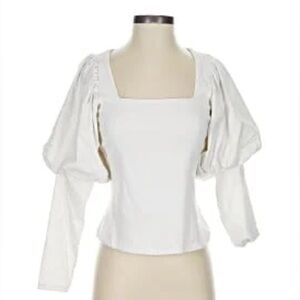 White Women's Long Sleeve Puff Top